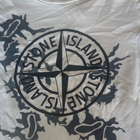 Stone Island Kids White Tee with Black Graphic - Picture 3 of 4